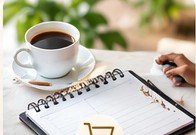 Notebook and coffee ready for planning